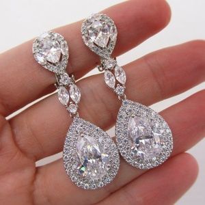 NEW Clip On Crystal Teardrop Wedding Earrings - Made in USA